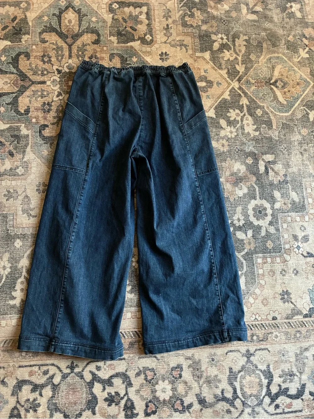 Lisa Bayne high waist wide leg Denim utility pant size medium indigo color - Picture 3 of 4